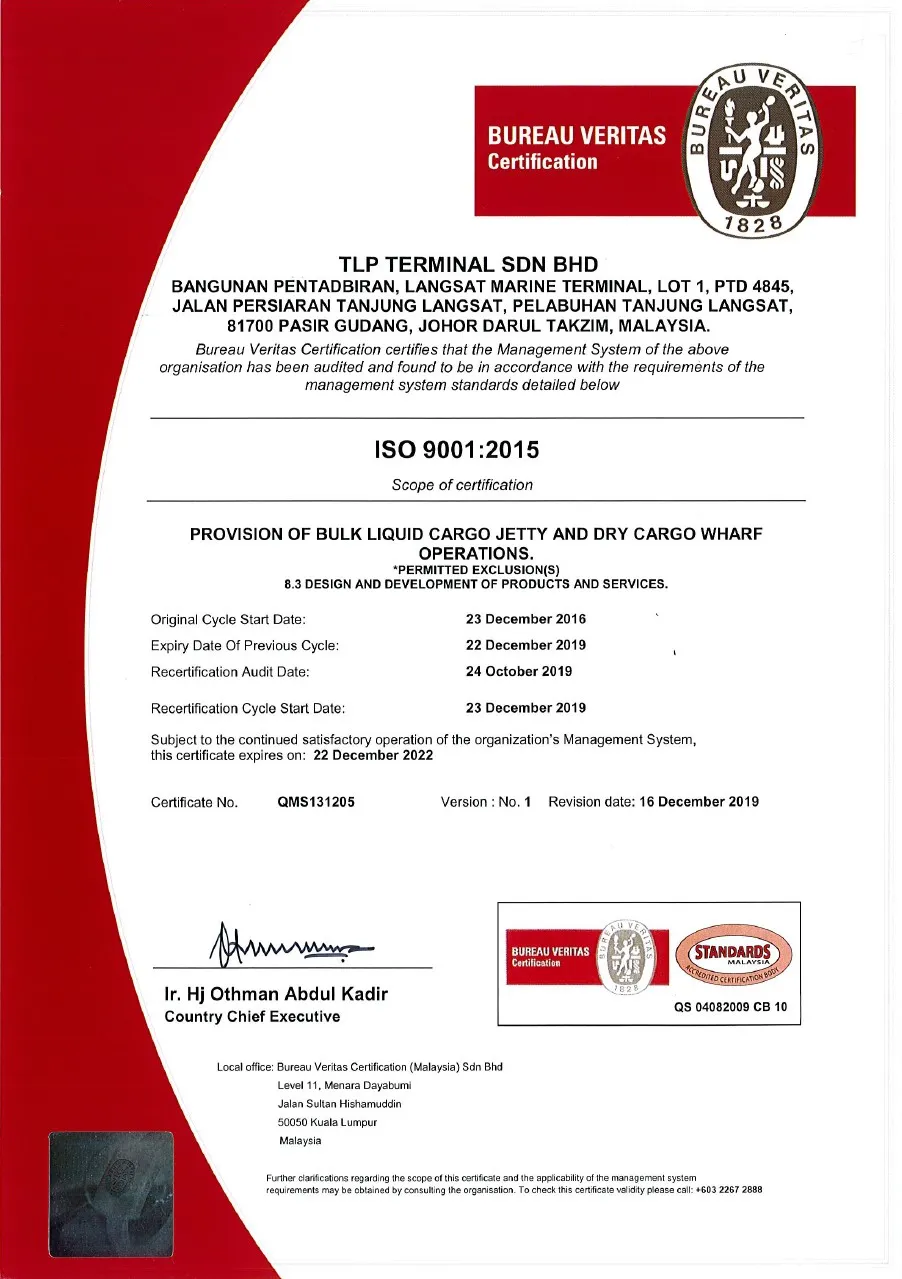 ISO 9001:2015 certificate