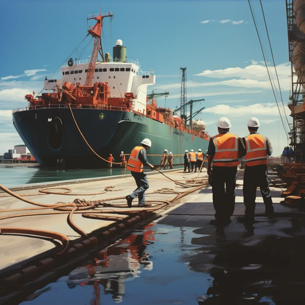 Mooring gang securing a vessel