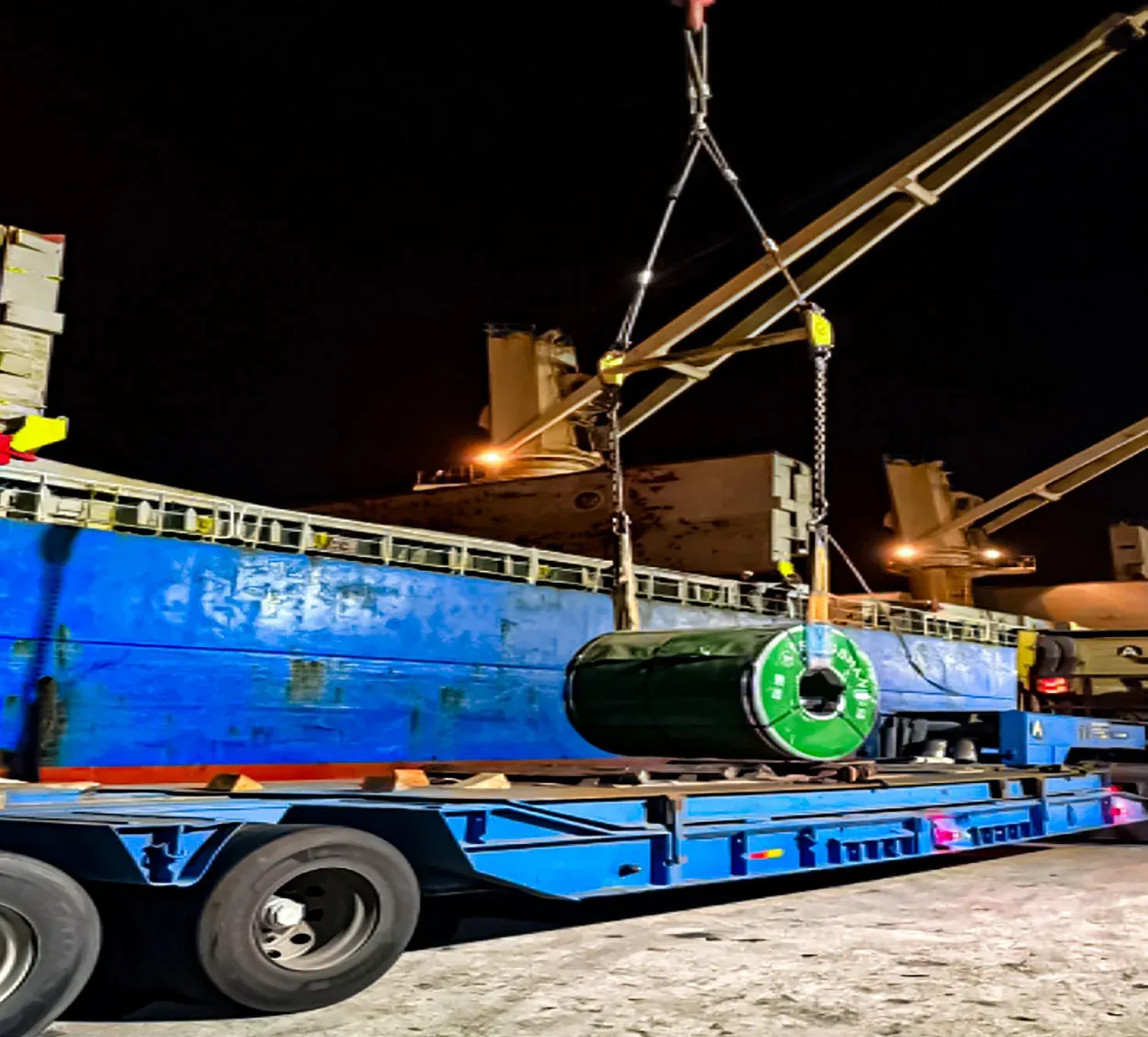 Heavy cargo being handled at Tanjung Langsat Port