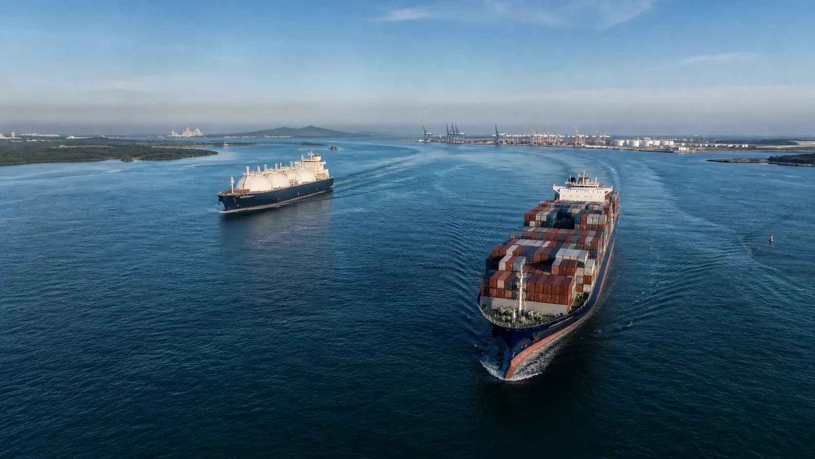 Vessels in the international shipping lane off Tanjung Langsat