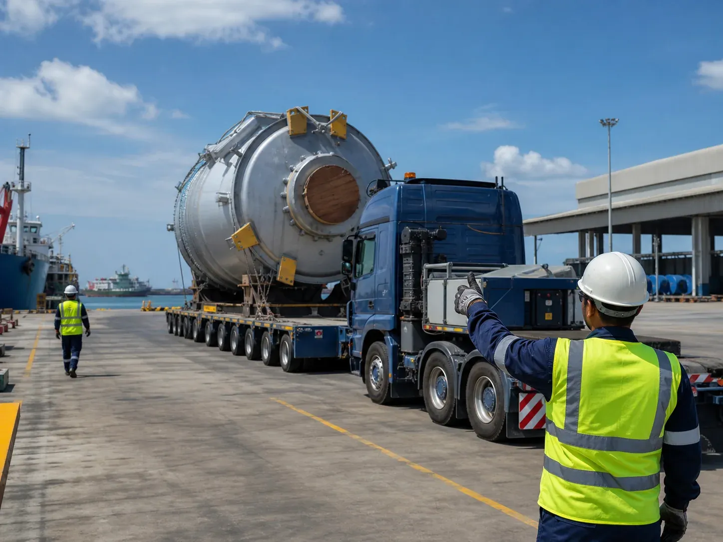 Logistics and transport fleet at the port